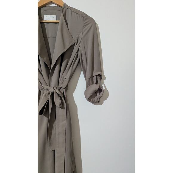 ARITZIA BABATON Quincey Jacket Womens Medium Beige Flowy Belted Trench Coat XS B - Picture 6 of 7